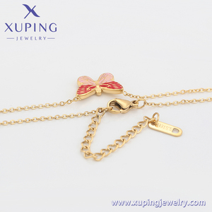 A00873122 Xu Ping jewelry collana in acciaio inossidabile con ciondolo in oro 14K con <span class=keywords><strong>farfalla</strong></span> <span class=keywords><strong>rosa</strong></span> ad alto design - Product Image 3