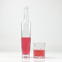 Élégant 375ml 700ml 750ml Super Flint Gum Vodka Whisky Liqueur Cylindrique Forme Longues Bouteilles en Verre avec Bouchon