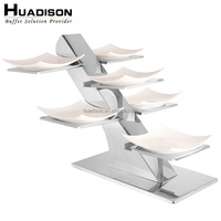 Huadison – plateau de buffet en métal, en acier inoxydable, présentoir de restauration à trois niveaux, support de gâteau de mariage, vente en gros