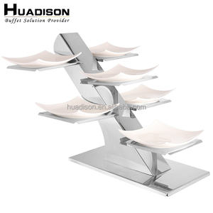 Huadison – plateau de <span class=keywords><strong>buffet</strong></span> en métal, en acier inoxydable, présentoir de restauration à trois niveaux, support de gâteau de mariage, vente en gros - Product Image 5