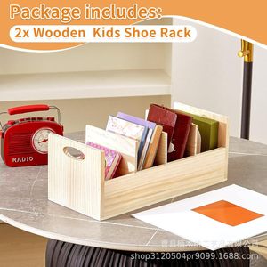 Caja de almacenamiento de madera con compartimentos y divisores para armario, organizador de zapatos de bebé, estante portátil para libros y revistas - Product Image 2