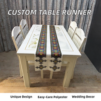 Chemin de table brodé traditionnel, motif géométrique coloré, style bohème, pour salle à manger, restaurant et fête, vente en gros