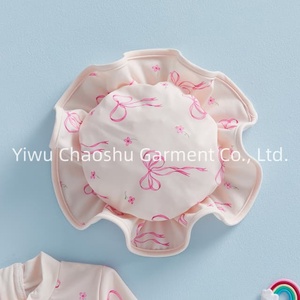 Traje de Baño de Verano para Bebés y Niñas Pequeñas con Lazo, Cuello Redondo, Manga Larga, con Gorro, Marca Privada - Product Image 5