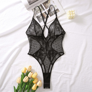 Nuevo Estilo de Body con Cuello en V y Bordado de Encaje, Mono Sexy Transparente con Estampado de Puntos para Damas <span class=keywords><strong>Maduras</strong></span> - Product Image 6