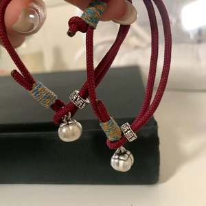 Bracelet en argent pur avec cordon rouge kaki, bijou unisexe en forme de fruit pour usage quotidien - Product Image 1