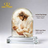 Plaque religieuse en cristal imprimée UV Jésus avec l'Enfant, souvenir d'église pour baptême, communion, dévotion, cadeau de cérémonie
