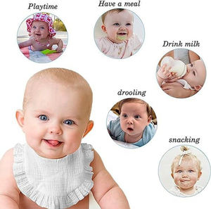 Bib Bayi Muslin Katun Organik Ramah Lingkungan Dapat Dicuci Kancing Tekan Polos Berumbai Bayi Perempuan Laki-laki Mengunyah dan Mengeluarkan Air Liur - Product Image 4