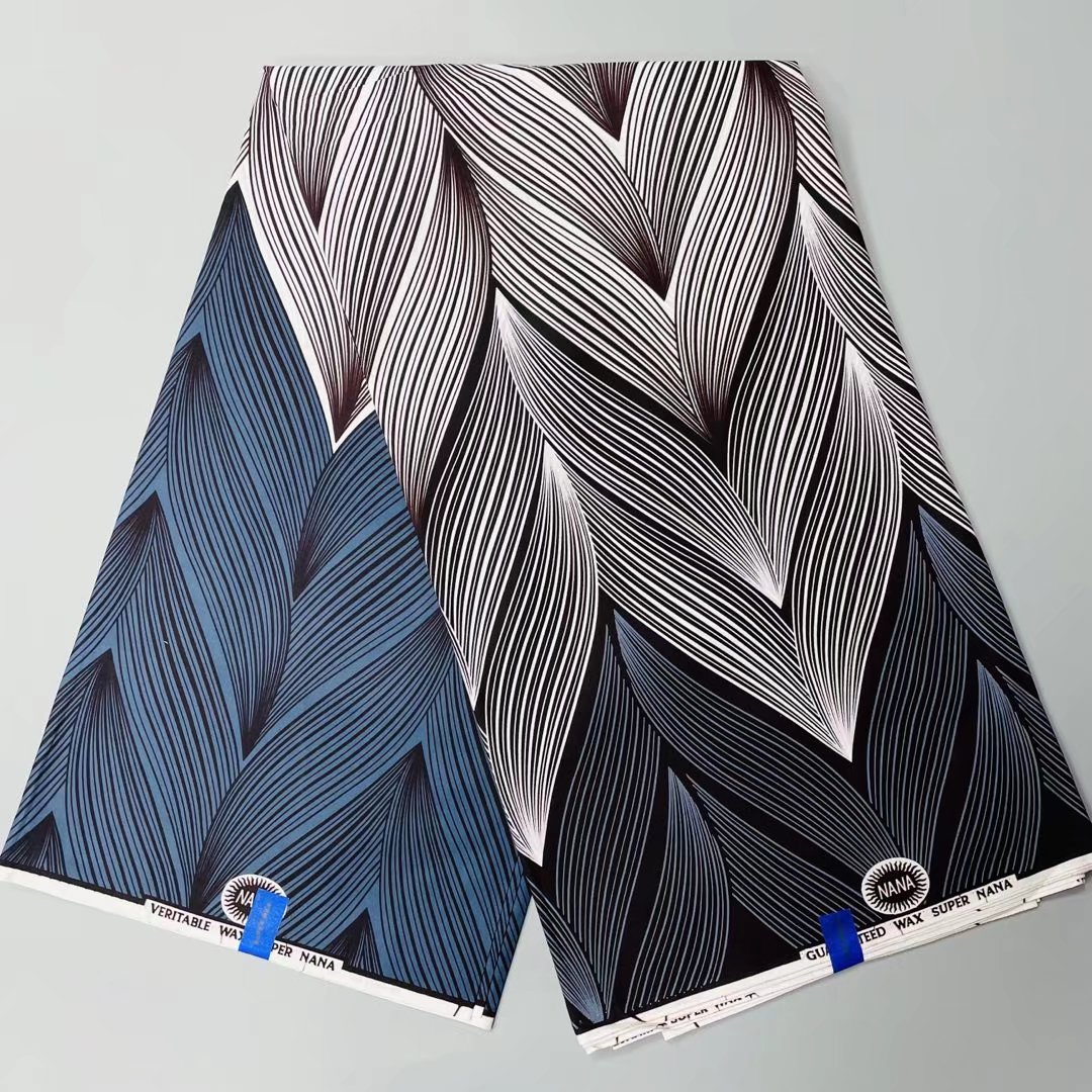 Wholesale african wax prints fabric latest 100% cotton wax fabric 6 yards for weeding