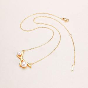 Fournisseur direct du fabricant Collier poutre d'équilibre croisée Zhuji Jewelry Pendentif en perle d'eau douce pour fille Exsudant l'élégance - Product Image 3