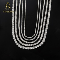 Collier Tennis en Argent Sterling 925 avec Diamants de Laboratoire VVS Moissanite, Testé au Diamant, 2mm 3mm 4mm 5mm 6.5mm