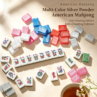 Tuiles de Mahjong Américain en Acrylique Transparent Effet Cristal avec Flocons Argentés, 5 Tons, Finition Brillante et Lisse pour Loisirs à Domicile