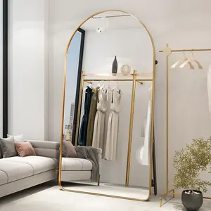 مرآة طويلة تصل طولها بالكامل لتزيين جسم غرفة المعيشة مرآة كبيرة مرآة مقوسة بطول كامل لغرفة النوم مرآة طويلة للأرضية