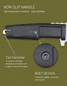 Cuchillo de Hoja Fija Tanto para Exteriores con Espina Dentada, Abrebotellas Integrado, Mango de Goma y Funda de Kydex para Camping y Senderismo - Product Image 3