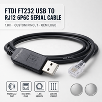 Câble de débogage série USB vers RJ12 6P6C FTDI FT232, cordon adaptateur 1,8 m, pinout personnalisé pour équipement, vente en gros, approvisionnement en vrac