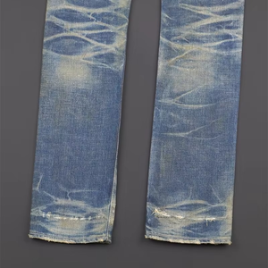 Jeans de Mezclilla de Alta Calidad, Corte Regular, Tela Selvedge, Lavado Claro Japonés, Cintura Media, Casuales, Transpirables, Tejido - Product Image 3
