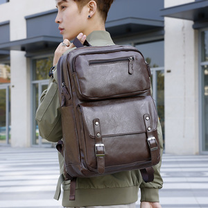 Sac d'<span class=keywords><strong>ordinateur</strong></span> étanche <span class=keywords><strong>pour</strong></span> hommes d'affaires sac à bandoulière <span class=keywords><strong>pour</strong></span> hommes de mode en plein air en <span class=keywords><strong>cuir</strong></span> PU loisirs sac à dos <span class=keywords><strong>pour</strong></span> <span class=keywords><strong>ordinateur</strong></span> portable - Product Image 2