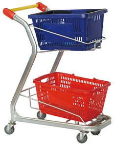 Chariot de vente chaud d'épicerie de fil métallique petit caddie à deux étages - Product Image 1