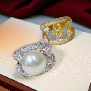 10589DIY Pearl Accessories S925 <b>Silver</b> Ring Empty Holder Fashionable 8-10mm <b>Beads</b> Decoration for Women - Product Image 1