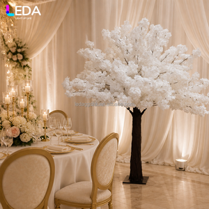 Árbol de Flores de Cerezo Blanco Artificial de Seda de 1.5m, Decoración para Fiestas de Cumpleaños, Centro de Mesa para Bodas, Venta Caliente LEDA - Product Image 1