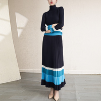 Ensemble de style décontracté plissé Miyake de haute qualité, dernier modèle, chemise Miyake imprimée et jupe longue plissée imprimée, ensemble deux pièces