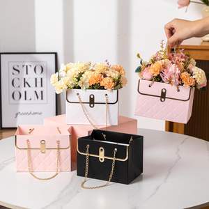 Bolsa de flores, caja de ramo de boda con asa de cadena de Metal, bolsa de floristería, cesta envolvente <span class=keywords><strong>para</strong></span> flores, caja de fiesta de boda - Product Image 5