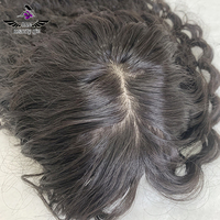 Paling Laris Rambut Palsu Wanita Eropa Ukuran 6X7 Inci Rambut Palsu Keriting Alami Atas Sutra untuk Wanita Rambut Manusia