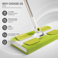 Serpillère plate télescopique avec tête en microfibre, utilisation sèche et humide, nettoyage des sols domestiques pour parquet et carrelage
