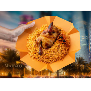 Boîte à repas <span class=keywords><strong>de</strong></span> riz au poulet cuit au four arabe nourriture jetable poitrine <span class=keywords><strong>de</strong></span> poulet grillée boîte à déjeuner à emporter étalée BBQ Mandi Mansaf Box - Product Image 1