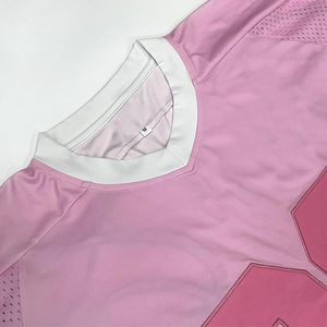 Custom Streetwear Malla Jersey Rosa Fútbol Hockey Recortada Boxy Oversize V Cuello Hip Hop América Camisetas - Product Image 3