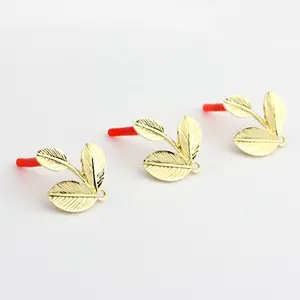 Unique Design Gold Plated Leaf Shape Women's Versatile Earrings Zinc Alloy Studs Earrings Jewelry DIY Accessories