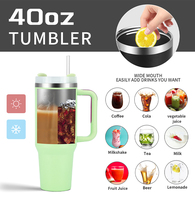 Gobelet de voyage isotherme en acier inoxydable SS304 de 40 oz, sans BPA, avec poignée portable pour l'extérieur et paille, compatible eau bouillante