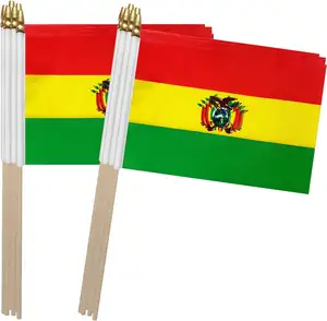 高品质准备装运玻利维亚棒旗玻利维亚小型迷你手持旗4x 6英寸