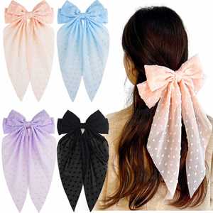 YUSE 8-Inch Oversized Bow Hairpin French <b>Spring</b> <b>Clip</b> Ribbon Fairy Girl Style Kids Party Acetate Ponytail Headwear Home Use - Product Image 1