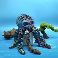 Produit phare transfrontalier : Jouet de décompression articulé en plastique imprimé en 3D, modèle Pieuvre, Os d'alien, Main mécanique, avec fonction bulle, et ornements