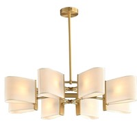 Lámpara de Techo de Lujo de Cobre con Pantalla de Tela, Moderna, con Ramas de Cristal, para Comedor, Hotel, Villa, Luz Elegante