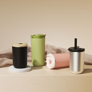 HOUROFFER 350 500ml Tasse à café de voyage en acier inoxydable à double paroi avec couvercle à ouverture rapide pour une utilisation quotidienne au bureau et à la maison - Product Image 1