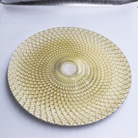 Assiette de présentation ronde en verre doré, durable et écologique, 13 pouces, pour décoration de table de mariage de luxe pour hôtels