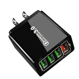 Pengisi daya cepat QC3.0, pengisian daya Cepat 4USB Multi Port baru berpergian dengan standar Amerika dan Eropa QC3.0 5V/9V/12V