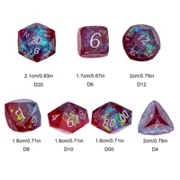 Ensemble de 7 dés polyédriques personnalisables avec logo, pour RPG, Dungeons and Dragons, à coins coupés, brillants, en papier et résine, effet bonbon