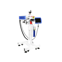 Autofocus en ligne volant 30W co2 galvo laser machine de marquage avec convoyeur pour jeans carte d'identité câble oiseau anneau stylo gravure sur bois