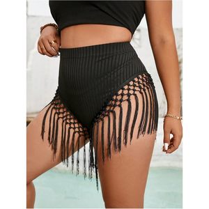 FOXA Shorts Mini de Mujer Tallas Grandes con Borlas, Estilo Boho, con Flecos, Parte Inferior de Bikini, Ropa de Playa de Verano, Shorts Ajustados - Product Image 2