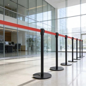 Poteau de signalisation en U avec base en fonte et poteau en acier inoxydable pour le contrôle des foules et <span class=keywords><strong>la</strong></span> gestion des files d'attente - Product Image 3