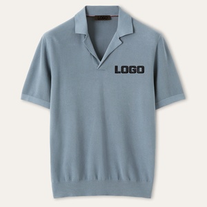 เสื้อโปโลชาย ผ้าฝ้ายผสมไหม พิมพ์ลายเมฆเบลอ ทรงหลวม ผ้าถักเจอร์ซีย์ เสื้อโปโลลำลองสำหรับผู้ชาย ใส่สบายในฤดูร้อน - Product Image 1
