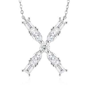 Collar de Moissanita con Corte Múltiple VVS, Letra <span class=keywords><strong>J</strong></span>, que Pasa la Prueba del Diamante, Chapado en Platino sobre Plata 925, Joyería Fina Elegante - Product Image 4
