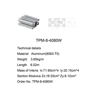 Moldura de extrusão personalizada 4080 T Slot Alumínio Perfis Preto com Processamento de peças de usinagem CNC de precisão