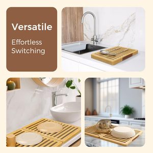 Plato antideslizante enrollable, cocina de agua plegable, alfombrilla grande versátil de secado rápido, estante de piedra de diatomita multifuncional para mostrador - Product Image 4