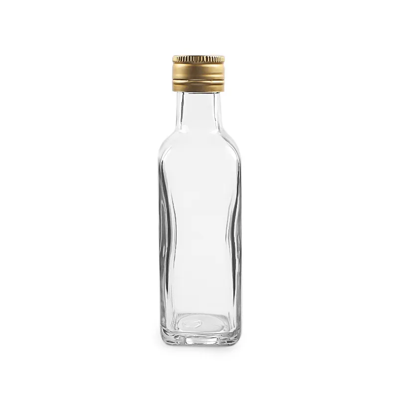 ガラス瓶100ml正方形オリーブオイルボトル金属キャップ付き