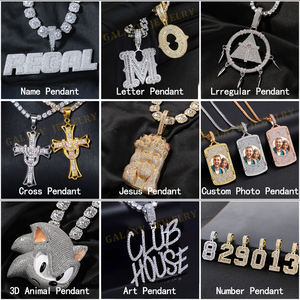 Collar Personalizado de Plata 925 con Letra Doble R Hip Hop, Diamantes Baguette VVS y Moissanita, Cadena y Colgante de Joyería Personalizada Iced Out - Product Image 3