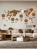 Horloge murale décorative de carte du monde multi-zones noire, grande carte du monde 3D tridimensionnelle, équipée de 5 horloges de villes