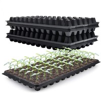Plateau de semis en plastique noir à 32, 72, 105, 128, 200 cellules avec trous de drainage pour la plantation de graines 60-150g
